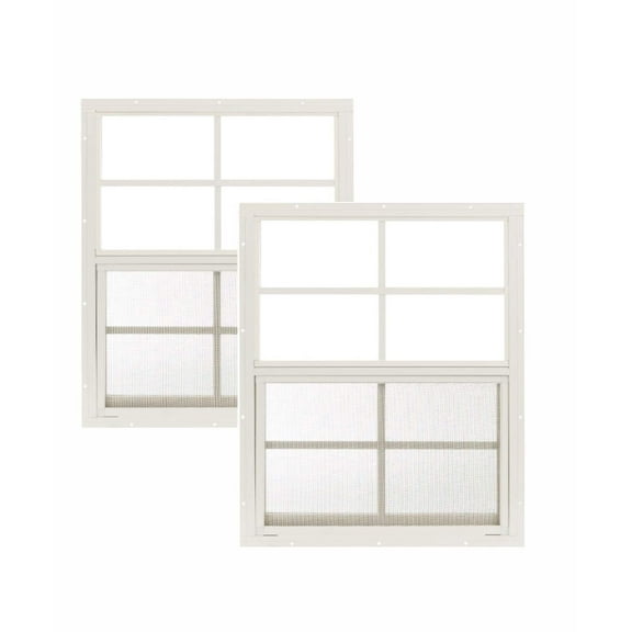 Shed Window 18" W x 23" H, Flush Mount White for Sheds, Playhouses, and Chicken Coops 2 PK (W1823W-BX2)