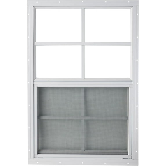 Shed Window 18x27 White - Vertical Slider with Built-in Bug Screen
