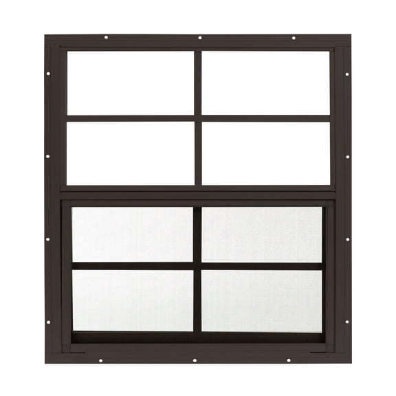 Shed Window 24" W x 27" H, Flush Mount Brown for Sheds, Playhouses, and Chicken Coops 1 PK (W2427BR-BX1)