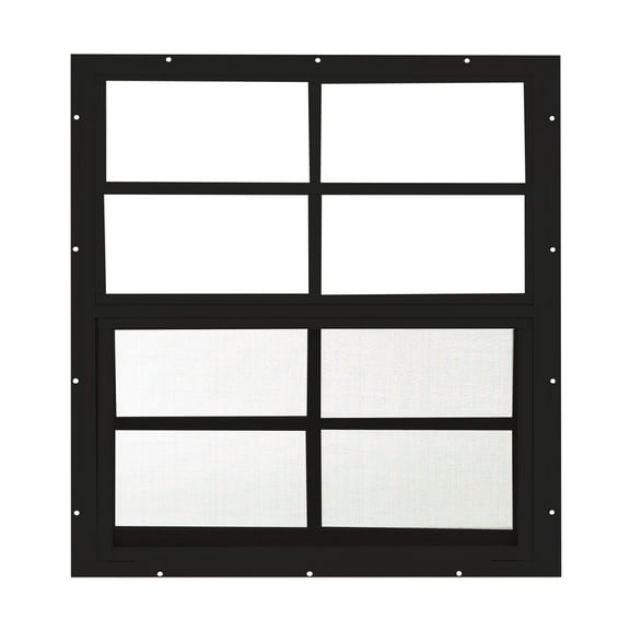 Shed Window 24" W x 27" H, Flush Mount Powder Coated Black for Sheds, Playhouses, and Chicken Coops 1 PK (W2427BLK-BX1)