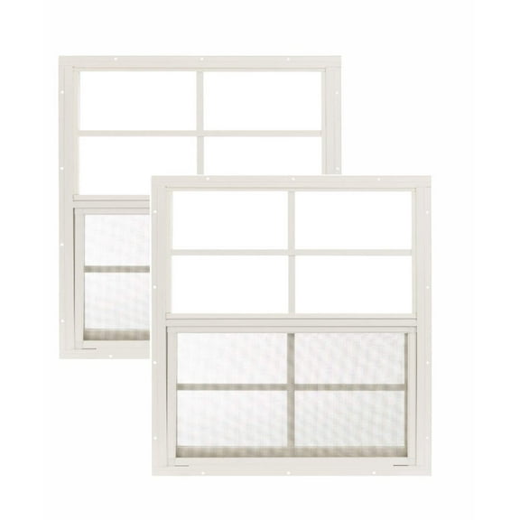 Shed Window 24" W x 27" H, Flush Mount White for Sheds, Playhouses, and Chicken Coops 2 PK (W2427W-BX2)