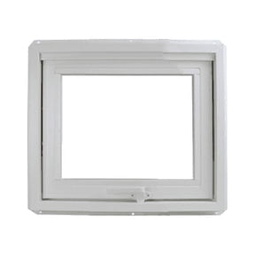 Shed Windows and More 12" x 12" Inward Opening Awning Window Double Pane Window Tempered Low-E Glass White Vinyl Frame