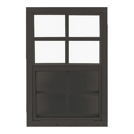 Shed Windows and More Aluminum Frame Tempered Glass Black Flush Mount Window 14" x 21"