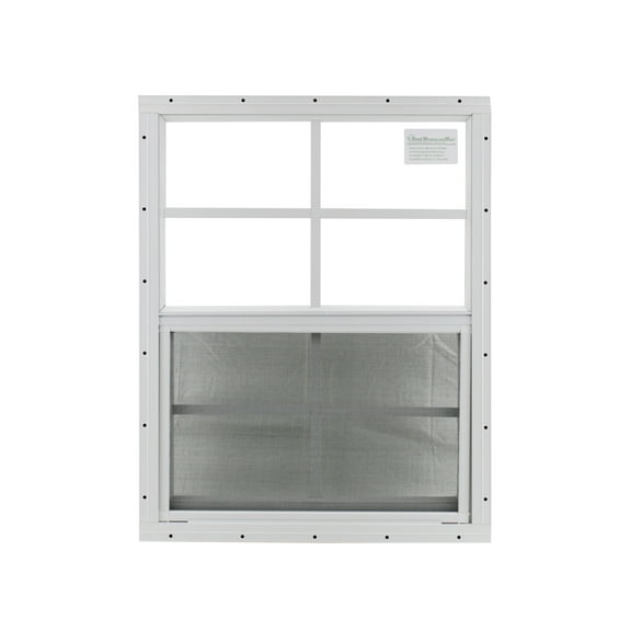 Shed Windows and More 18" x 23" Aluminum Window, Safety/Tempered Glass, White Flush Mount