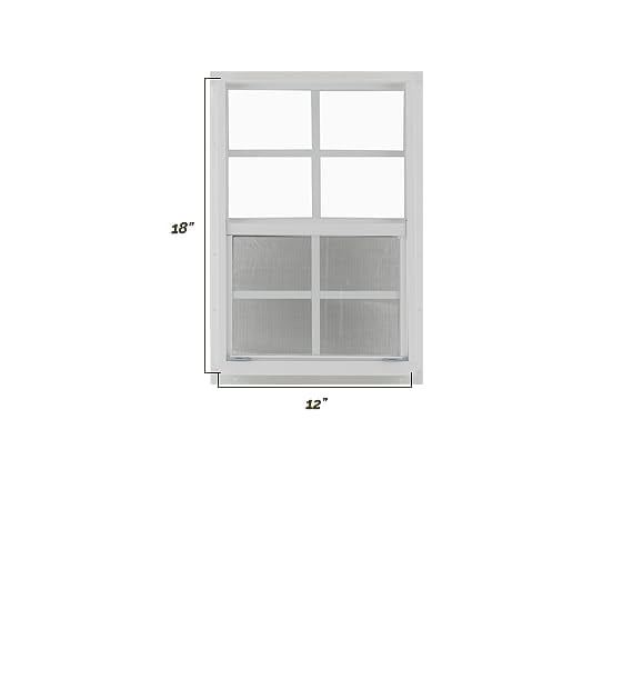 Shed Windows and More 2 Pack Shed Window12" x 18" White J-Channel Aluminum shed Windows Tempered Glass Vertical Slider with Screen