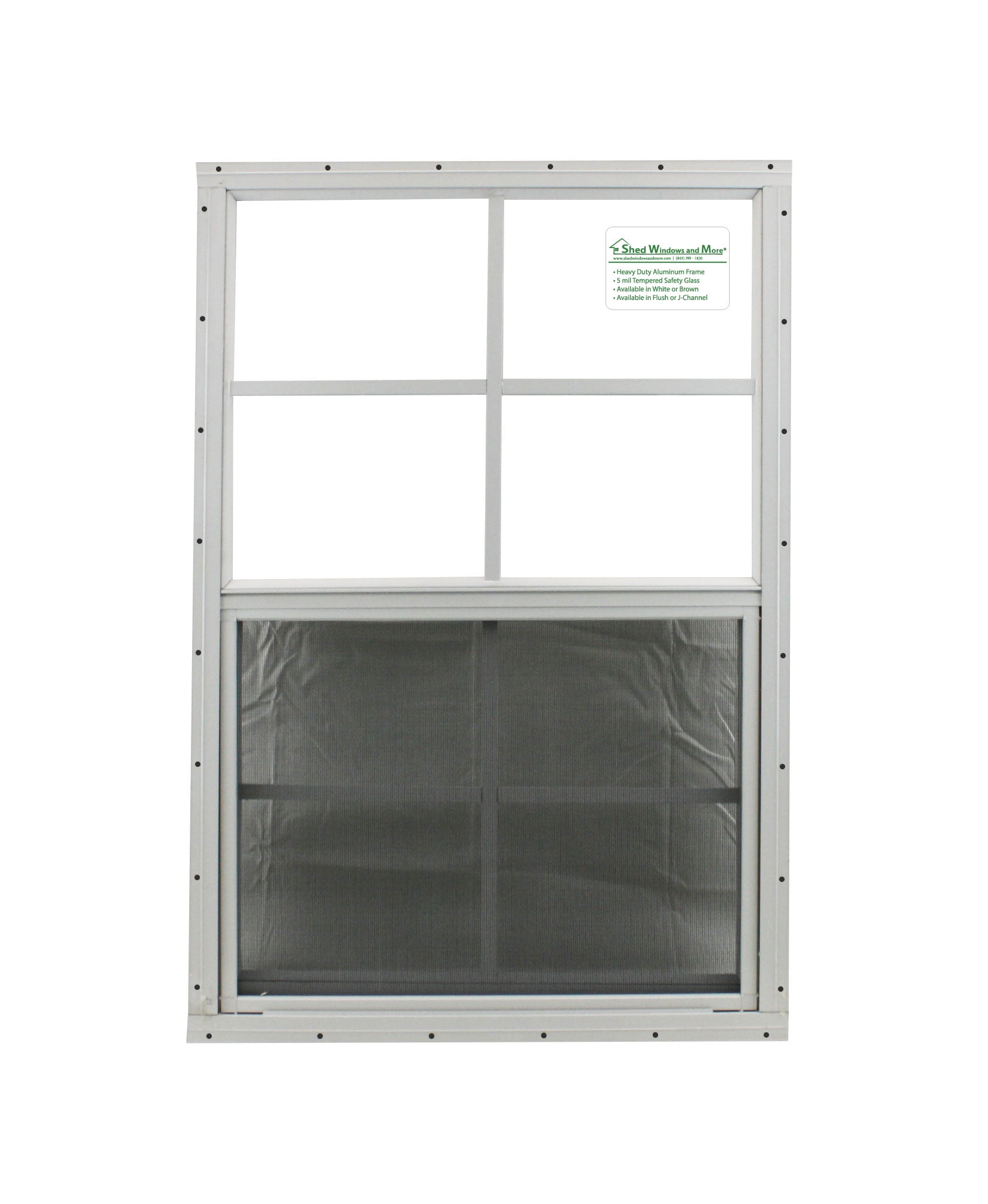 SHED WINDOWS & MORE Shed Windows and More 21 x 27 Safety/TEMPERED Glass Window White Flush Playhouse Window Chicken Coop Window