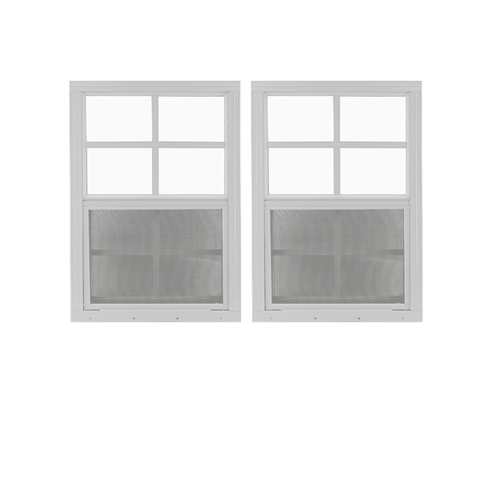 Shed Windows and More 24" W x 36" H Shed Window Tempered Glass with a Screen, 2 Pack Windows for Shed, Chicken Coop, Playhouse (White Flush)