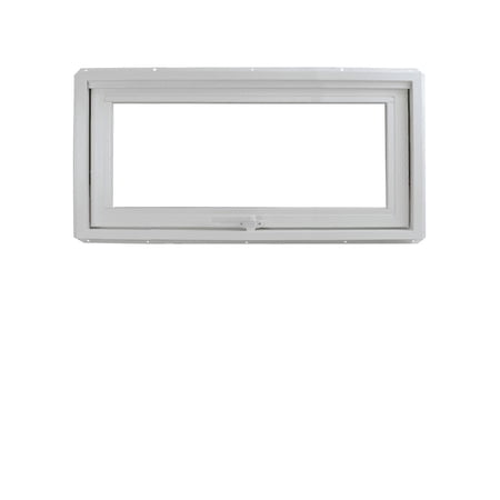 Shed Windows and More 48" x 12" Inward Opening Awning Window Tempered Low-E Glass White Vinyl Frame Casement Window