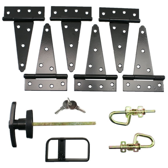 Shed Windows and More Shed Double Door Hardware Kit (6" Hinge), T-Hinges, T-Handle, Barrel Bolts