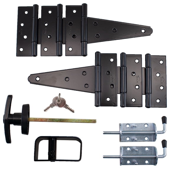 Shed Windows and More Shed Double Door Hardware Kit, 6" Hinges, T Handle, Heavy Duty Barrel Bolts