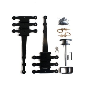 Outdoor Hardware Supply Shed Double Door Hardware Kit - Black T-Handle, Barrel Bolt & 6 Hinges