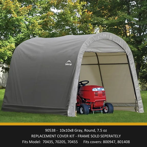 Shed-in-a-Box 10 x 10 x 8 ft Replacement Cover Kit Round 7 oz. Gray (Frame not included)