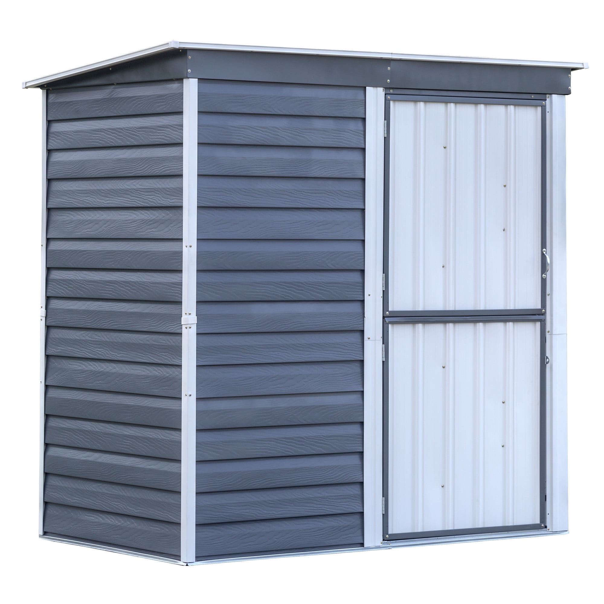 ARROW Shed-in-a-Box Steel Outdoor Storage Shed, 6 x 4 ft, Galvanized Charcoal/Cream