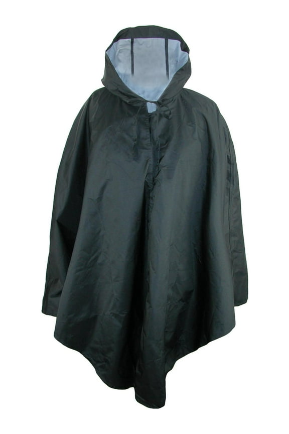 Solid Black Pouchable Poncho (Women)