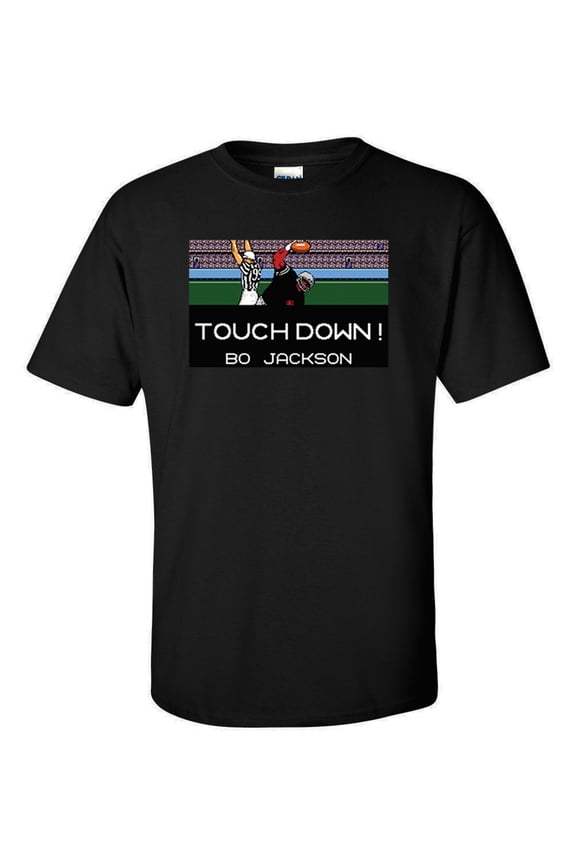 Black Bo Jackson Tecmo Bowl "Touchdown PIC"  Adult 4XL T-Shirt