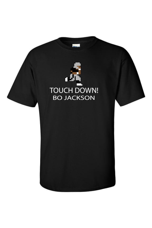 Black Bo Jackson Tecmo Bowl "Touchdown Text" Adult X-Large T-Shirt