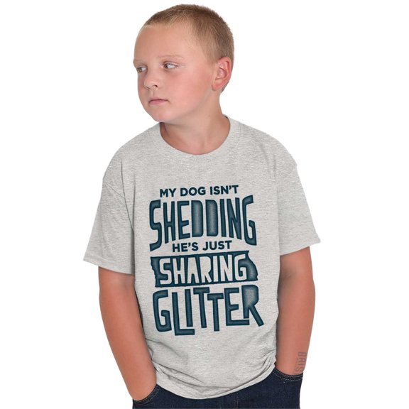 Shedding Sharing Glitter Dog Fur Puppy Crewneck T Shirts Boy Girl Teen Brisco Brands M