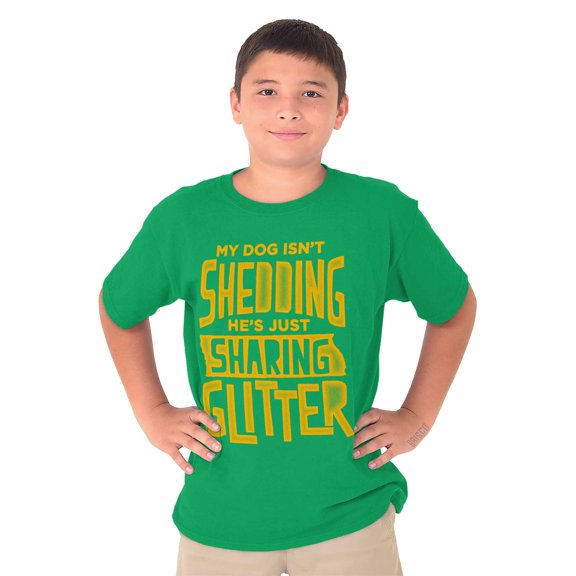 Shedding Sharing Glitter Dog Fur Puppy Crewneck T Shirts Boy Girl Teen Brisco Brands XS