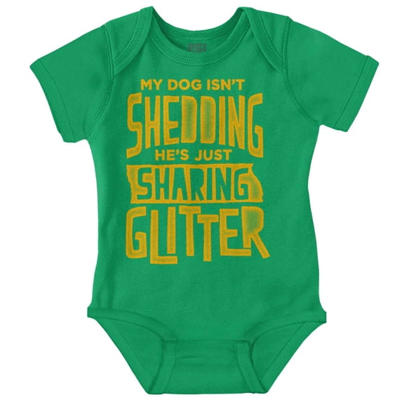 Shedding Sharing Glitter Dog Fur Puppy Romper Boys or Girls Infant Baby Brisco Brands 6M