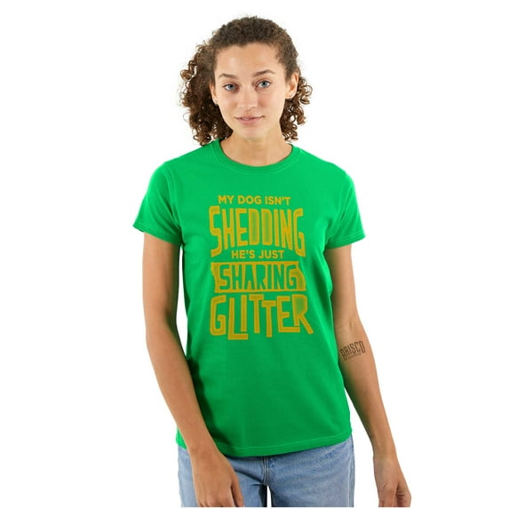 Shedding Sharing Glitter Dog Fur Puppy Womens Slim Fit Graphic Tee Brisco Brands M