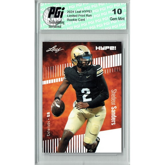 Shedeur Sanders Rookie Card Cleveland PGI 10 Gem Mint Football Trading Card 2024 Leaf HYPE! #170 Only 5000 Made
