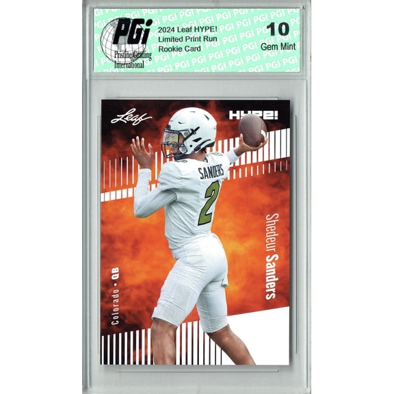 Shedeur Sanders Rookie Card Cleveland PGI 10 Gem Mint Football Trading Card 2024 Leaf Hype #155 Only 5000 Made