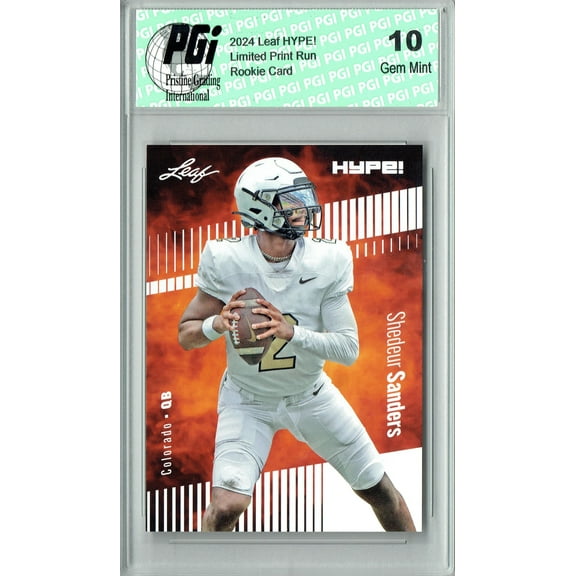 Shedeur Sanders Rookie Card Cleveland PGI 10 Gem Mint Football Trading Card 2024 Leaf Hype #155A Only 5000 Made