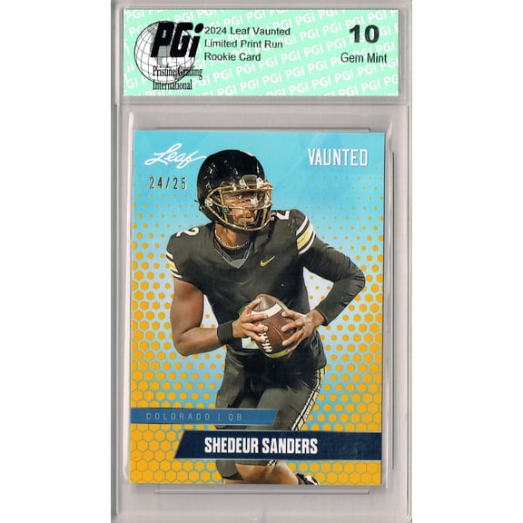 Shedeur Sanders 2024 Leaf Vaunted #V-17 Gold SP 25 Made Debut Rookie Card PGI 10