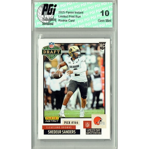 Shedeur Sanders 2025 Panini Instant #NFLDN-7 NFL Draft Rookie Card PGI 10