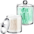 thumbnail image 1 of SheeChung 2 Pack Qtip Dispenser Apothecary Jars Bathroom with Labels - Qtip Holder Storage Canister Clear Plastic Acrylic Jar for Cotton Ball,Cotton Swab,Q-tips,Cotton Rounds (Small), 1 of 10