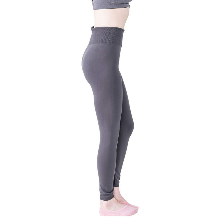 Sheebo Womens Seamless Full Length High Waist Leggings for Female, Gray, M/L