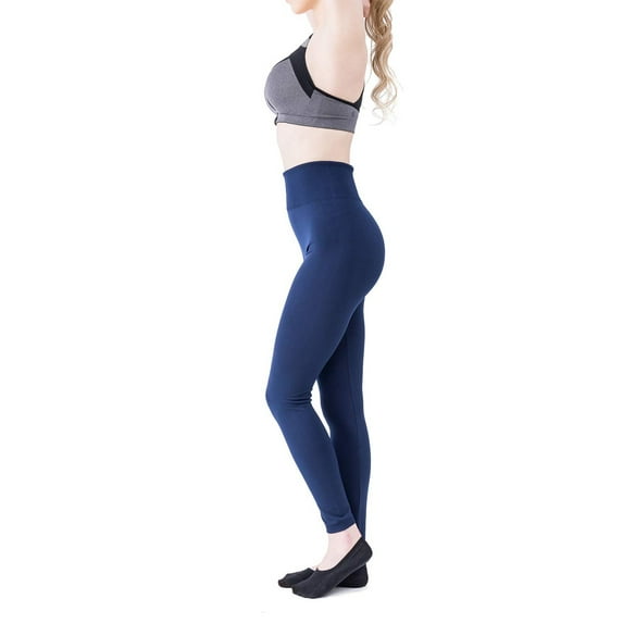 Sheebo Womens Seamless Full Length High Waist Leggings for Female, Navy, L/XL