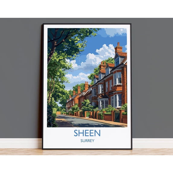 Sheen Travel Print, Travel Poster of Sheen, Surrey Poster, Sheen Art Gift, London Art Lovers UK Travel Gift, 16x24 UNFRAMED