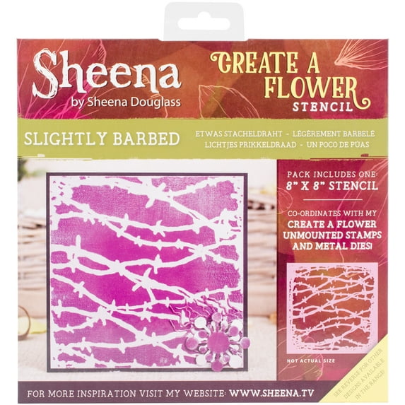 Sheena Douglass Create A Flower Stencil 8"X8"-Slightly Barbed