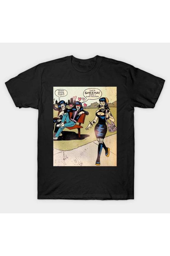 Sheena Is A Punk Rocker Classic 70s Underground NYC Rock Slogan Unisex T-Shirt, up to size 3XL.