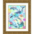 thumbnail image 1 of Sheena Pike Art 11x14 Gold Ornate Wood Framed with Double Matting Museum Art Print Titled - Daydream Rainbow Dolphins, 1 of 4