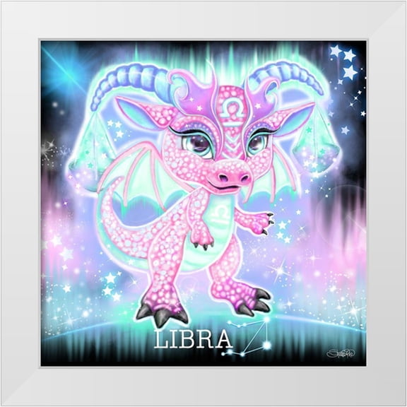 Sheena Pike Art 12x12 White Modern Wood Framed Museum Art Print Titled - Zodiac Lil Dragonz Libra