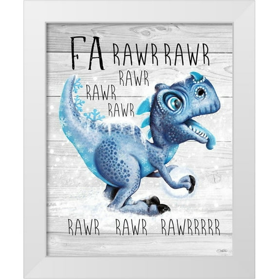 Sheena Pike Art 12x14 White Modern Wood Framed Museum Art Print Titled - Fa Rawr Rawr T Rex