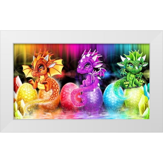 Sheena Pike Art 14x10 White Modern Wood Framed Museum Art Print Titled - Lil Dragonz Spectrum
