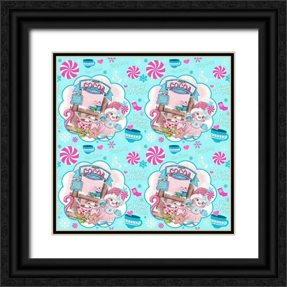 Sheena Pike Art 15x15 Black Ornate Wood Framed with Double Matting Museum Art Print Titled - Santa Approved Cocoa - Snowman - Pattern