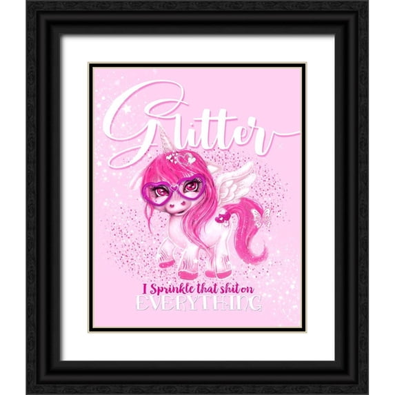 Sheena Pike Art 15x18 Black Ornate Wood Framed with Double Matting Museum Art Print Titled - Glitter Everything Unicorn