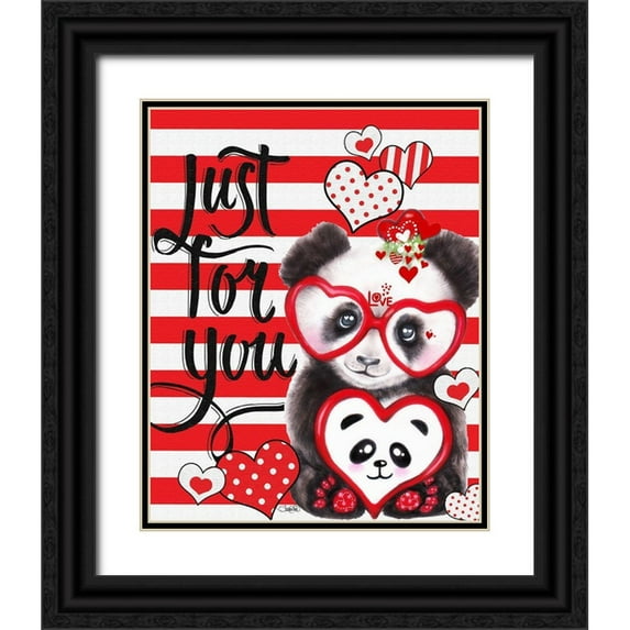 Sheena Pike Art 15x18 Black Ornate Wood Framed with Double Matting Museum Art Print Titled - Panda Valentine