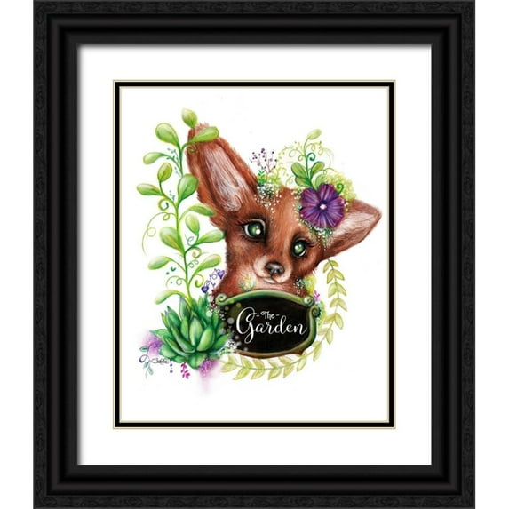 Sheena Pike Art 15x18 Black Ornate Wood Framed with Double Matting Museum Art Print Titled - The Garden Sign Fox