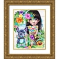 thumbnail image 1 of Sheena Pike Art 15x18 Gold Ornate Wood Framed with Double Matting Museum Art Print Titled - A Hawaiin Girl and her Dog, 1 of 4