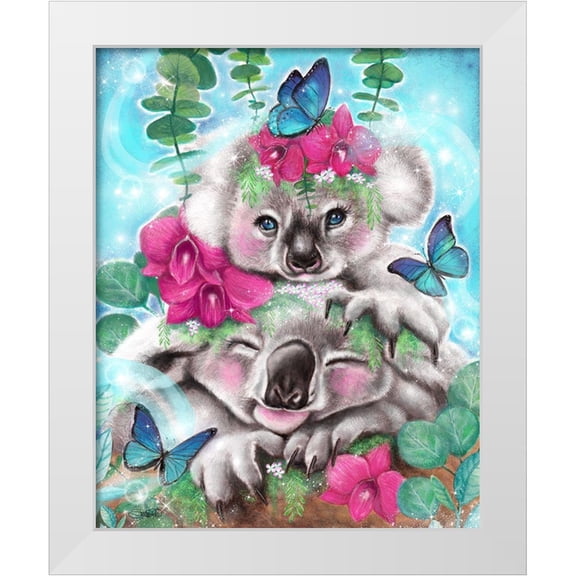 Sheena Pike Art 20x24 White Modern Wood Framed Museum Art Print Titled - Best Buddies - Koalas