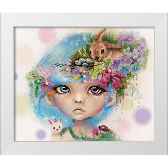 Sheena Pike Art 24x20 White Modern Wood Framed Museum Art Print Titled - Eliza Easter Elf - MunchkinZ Elf
