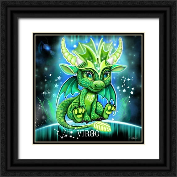 Sheena Pike Art 26x26 Black Ornate Wood Framed with Double Matting Museum Art Print Titled - Zodiac Lil Dragonz Virgo