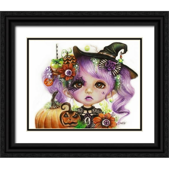 Sheena Pike Art 32x26 Black Ornate Wood Framed with Double Matting Museum Art Print Titled - Halloween Hannah - MunchkinZ