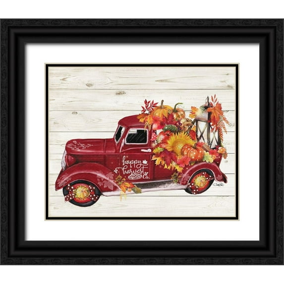 Sheena Pike Art 32x26 Black Ornate Wood Framed with Double Matting Museum Art Print Titled - Happy Harvest Co Old Truck Collection