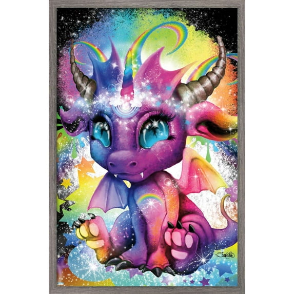Sheena Pike - Rainbowcorn - Lil DragonZ Wall Poster, 14.725" x 22.375", Framed